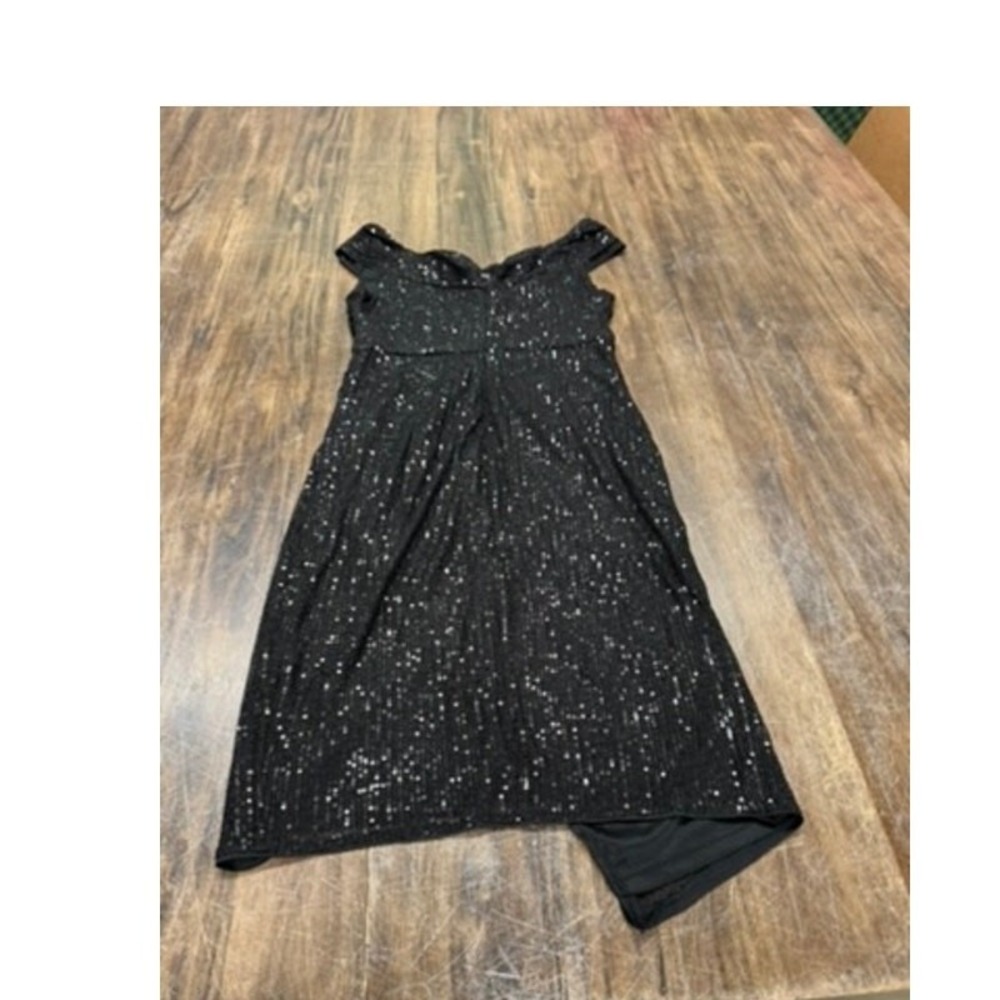 "JASAMBAC" Black Sequins Dress,Asymmetrical Hem, Sleeveless, Scoop Neck,Goth, - Picture 15 of 15